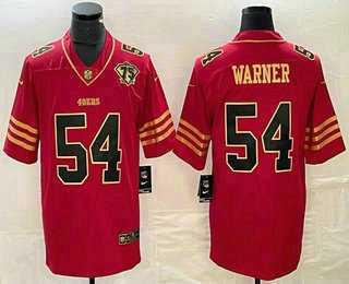 Mens San Francisco 49ers #54 Bobby Wagner Red 75th Patch Golden Edition Stitched Nike Limited Jersey->san francisco 49ers->NFL Jersey